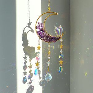 Crystal Moon Suncatcher -suncatchers For Windows Hanging Crystals And Healing🐤